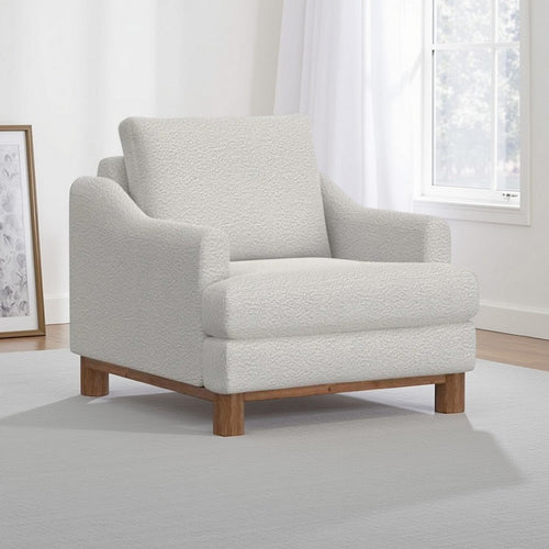 Olum Accent Armchair, 1 Throw Pillow, Modern Cream White Polyester