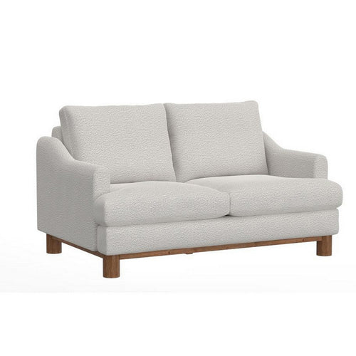 Olum Loveseat, 2 Throw Pillows, Modern 60 Inch, Light Cream Polyester