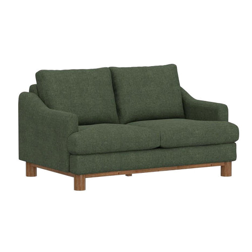 Olum Loveseat, 2 Throw Pillows, Modern 60 Inch Olive Green Polyester