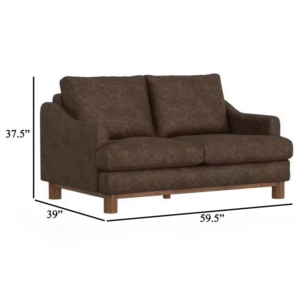 Olum Loveseat 2 Throw Pillows Modern 60 Inch Dark Brown Faux Leather