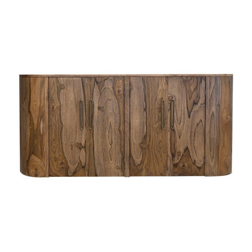 Eray Sideboard Console, 4 Doors, Handcrafted Brown Mango Wood 70 Inch