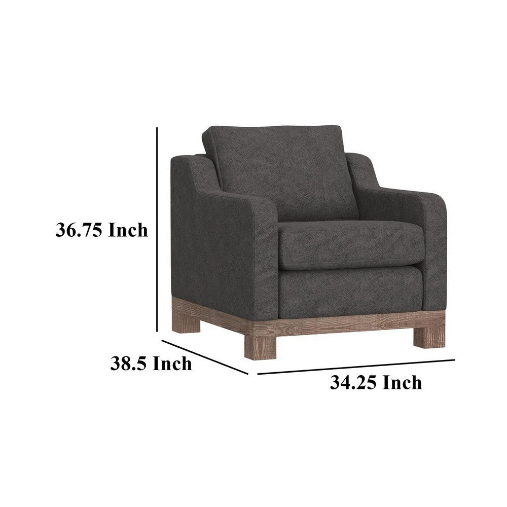 Sama Accent Armchair 1 Throw Pillow Pine Wood Frame Gray Polyester