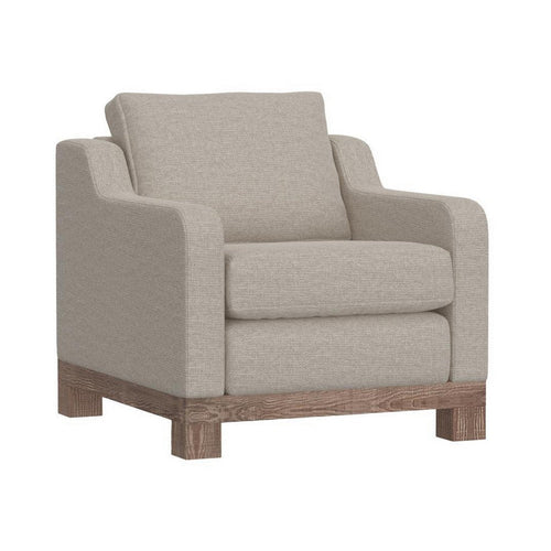 Sama Accent Armchair, Throw Pillow, Pine Wood Frame, Beige Polyester
