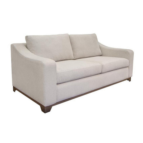 Umey Loveseat, 2 Pillows, Modern Ivory White Polyester, Solid Wood