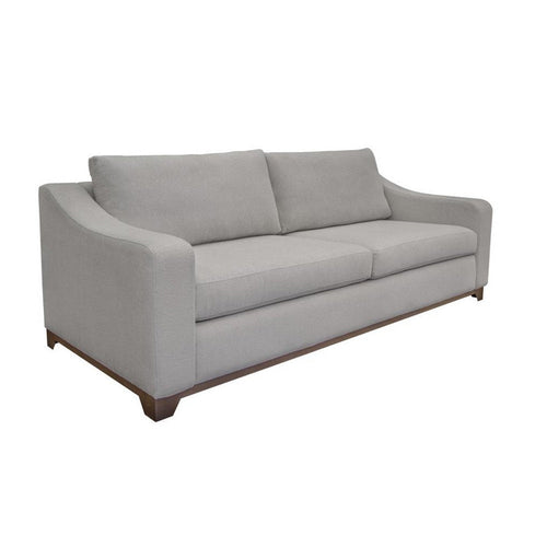 Umey Sofa, 2 Throw Pillows, Modern Beige Polyester, Solid Wood Frame