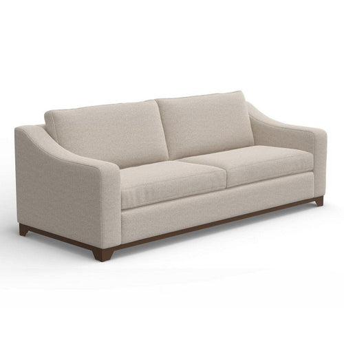 Umey Sofa, 2 Throw Pillows, Modern Ivory White Polyester, Solid Wood