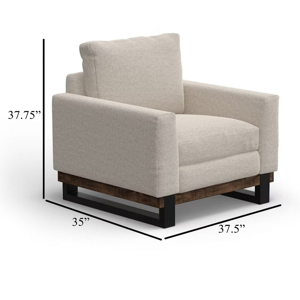 Bery Accent Sofa Armchair Solid Pine Wood Oyster Beige Polyester BM331314