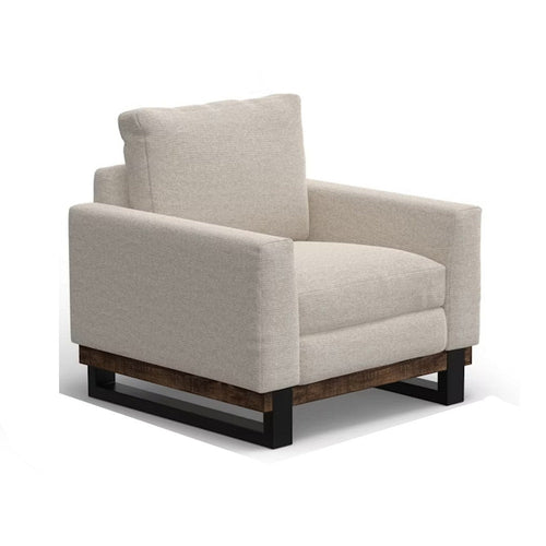 Bery Accent Sofa Armchair, Solid Pine Wood, Oyster Beige Polyester