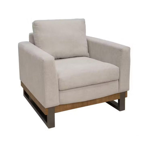 Bery Accent Sofa Armchair, Solid Pine Wood, Light Brown Polyester
