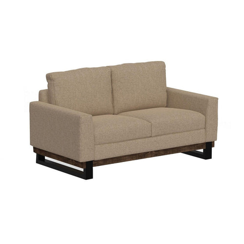Bery Loveseat, Modern Solid Pine Wood Base, Camel Brown Polyester