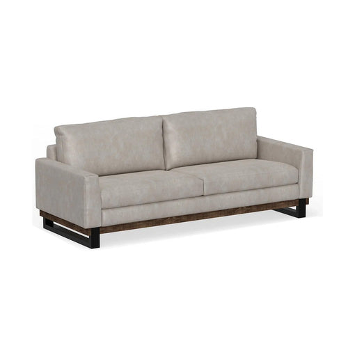 Bery Sofa, Modern Solid Pine Wood Base, Soft Ivory White Faux Leather