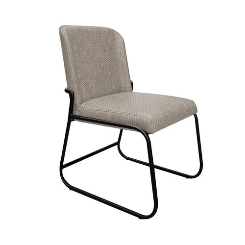 Jenny Dining Side Chair Set of 2, Beige Polyester, Black Iron Frame