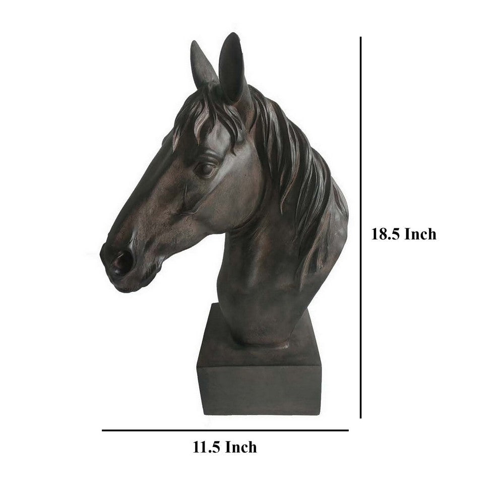Genny Tabletop Horse Head Sculpture Bronze Resin Statuette 19 Inch