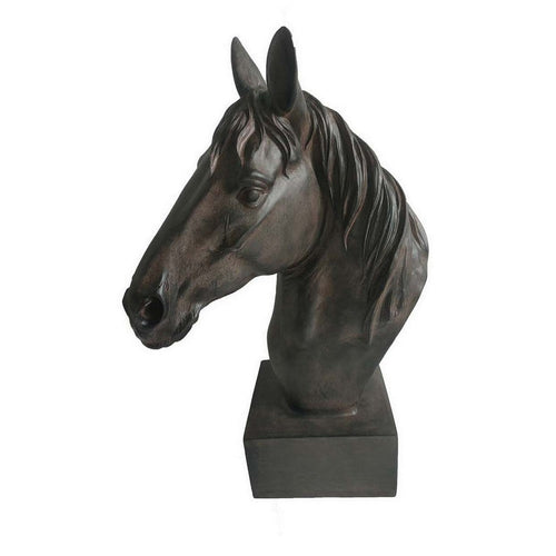 Genny Tabletop Horse Head Sculpture, Brown Resin Statuette, 19 Inch