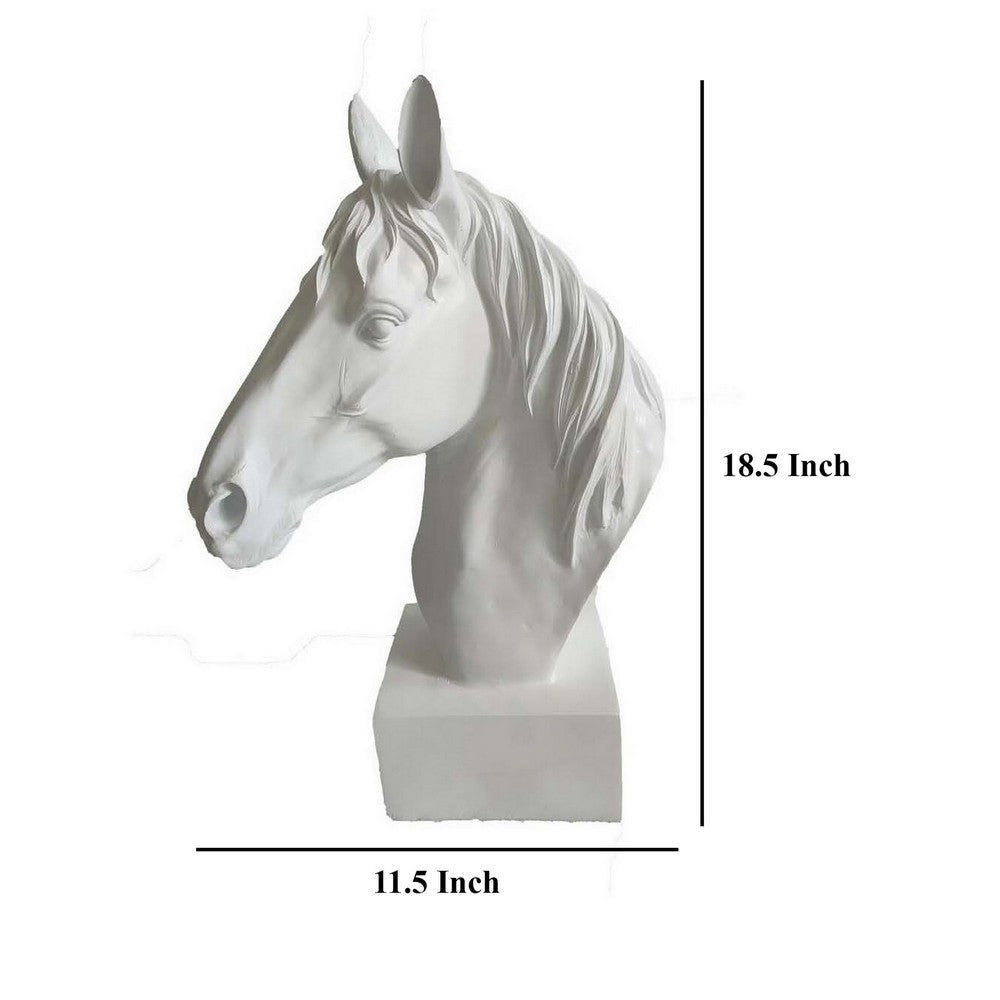 Genny Tabletop Horse Head Sculpture White Resin Statuette 19 Inch