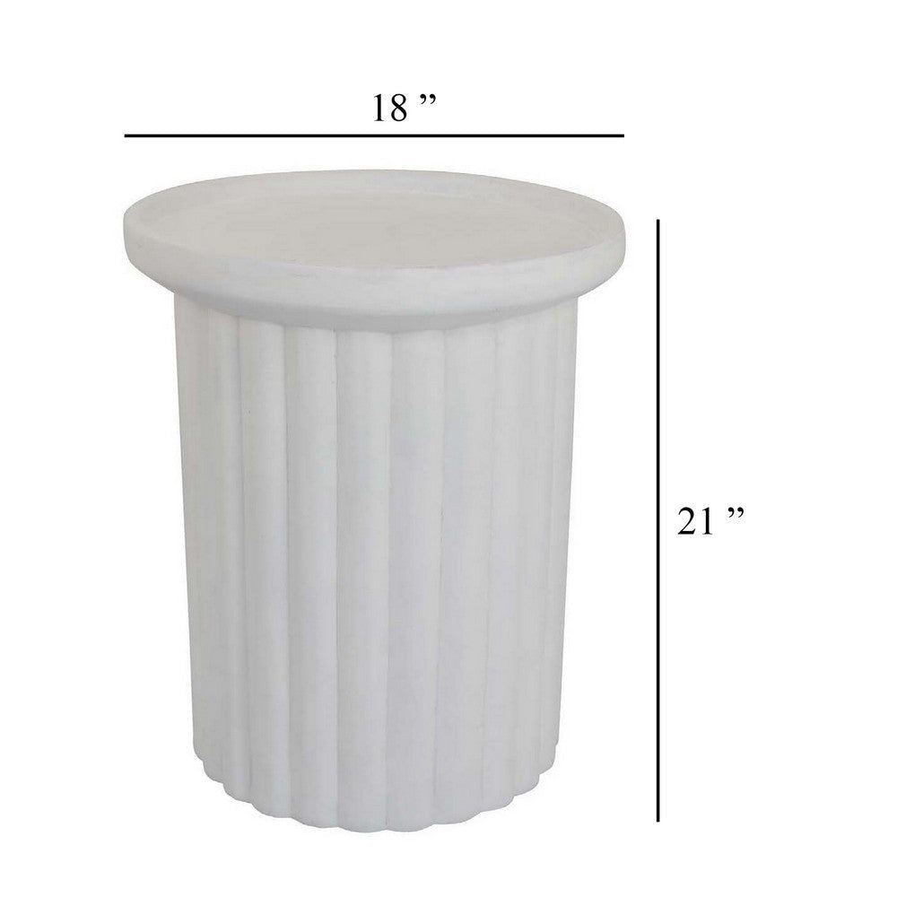 Accent Plant Stand Table 21 Inch White Resin Spacious Round Top BM331408