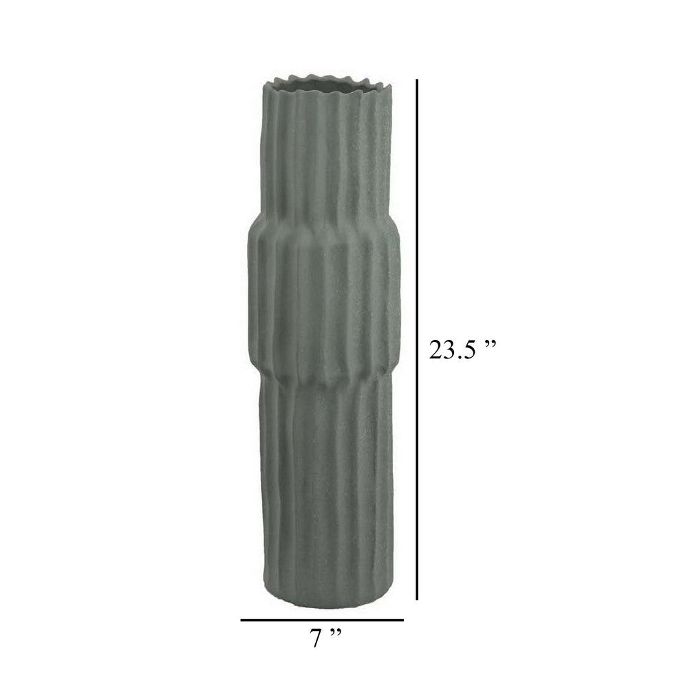 Decorative Accent Vase Sleek Cactus Design 24 Inch Green Ceramic