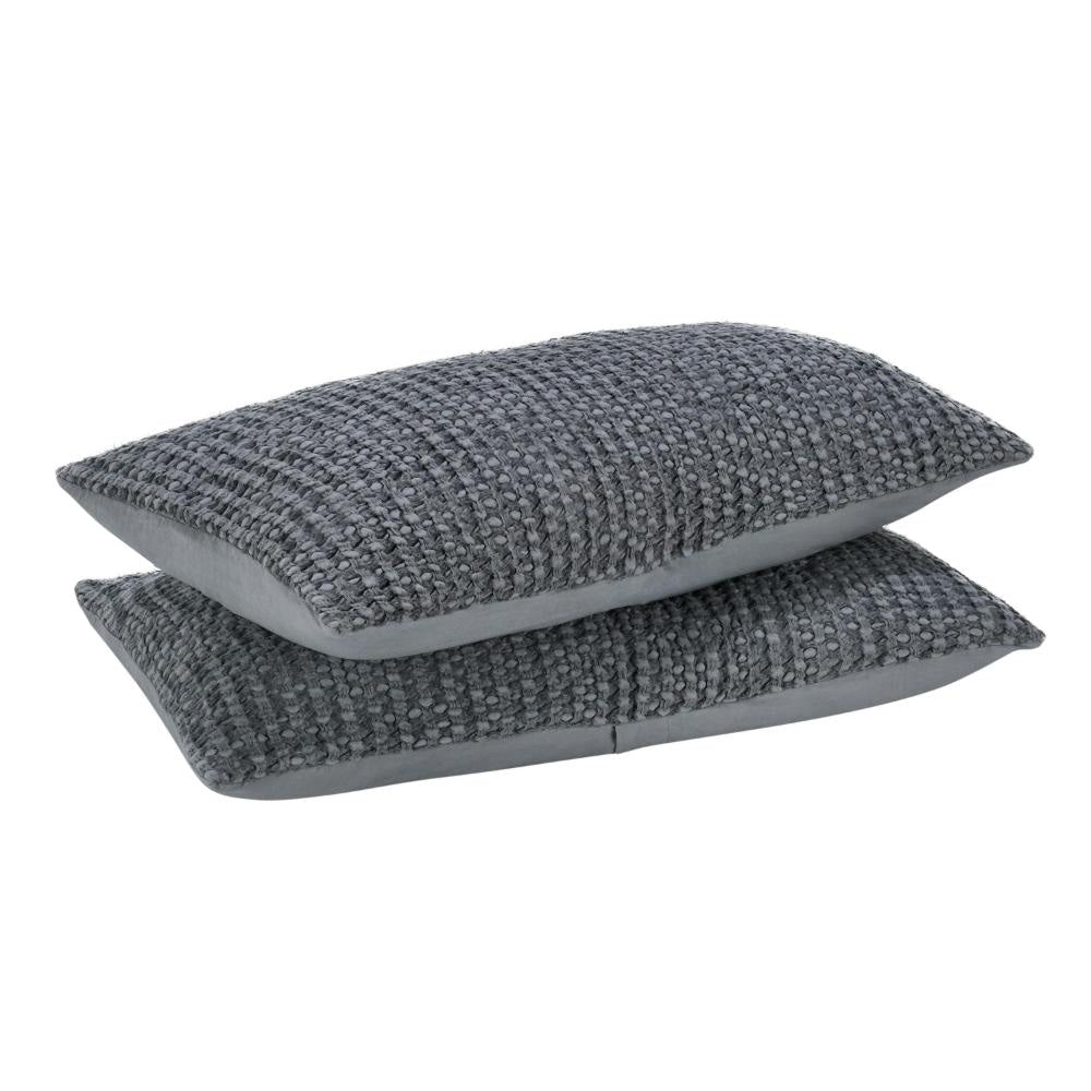 Cae Lumbar King Pillow Sham Blue Cotton Belgian Flax Linen 20x36 BM331493