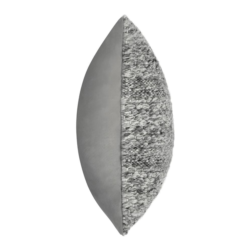 Dolu Lumbar Throw Pillow Hand Woven Texture 14x20 Inch Gray