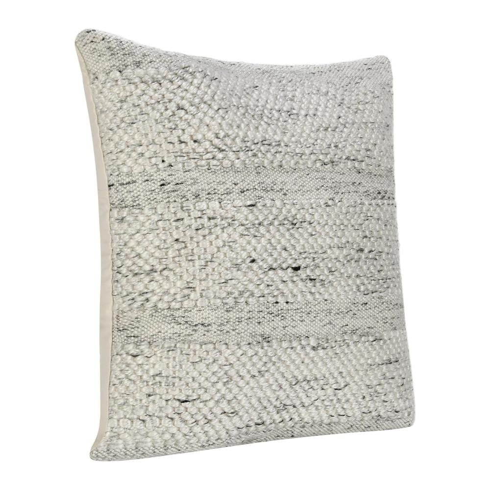 Dolu Throw Pillow Hand Woven Texture 24 Inch Recycled Ivory White