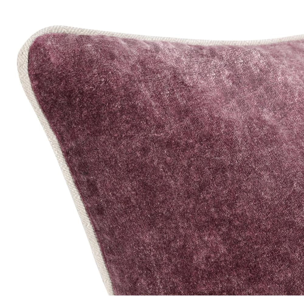 Hillary Lumbar Throw Pillow 14x20in Purple Cotton Velvet Reversible