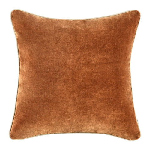 Hillary Throw Pillow, Square 18 Inch Brown Cotton Velvet, Reversible