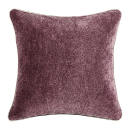 Hillary Throw Pillow, Square 18 Inch Purple Cotton Velvet, Reversible
