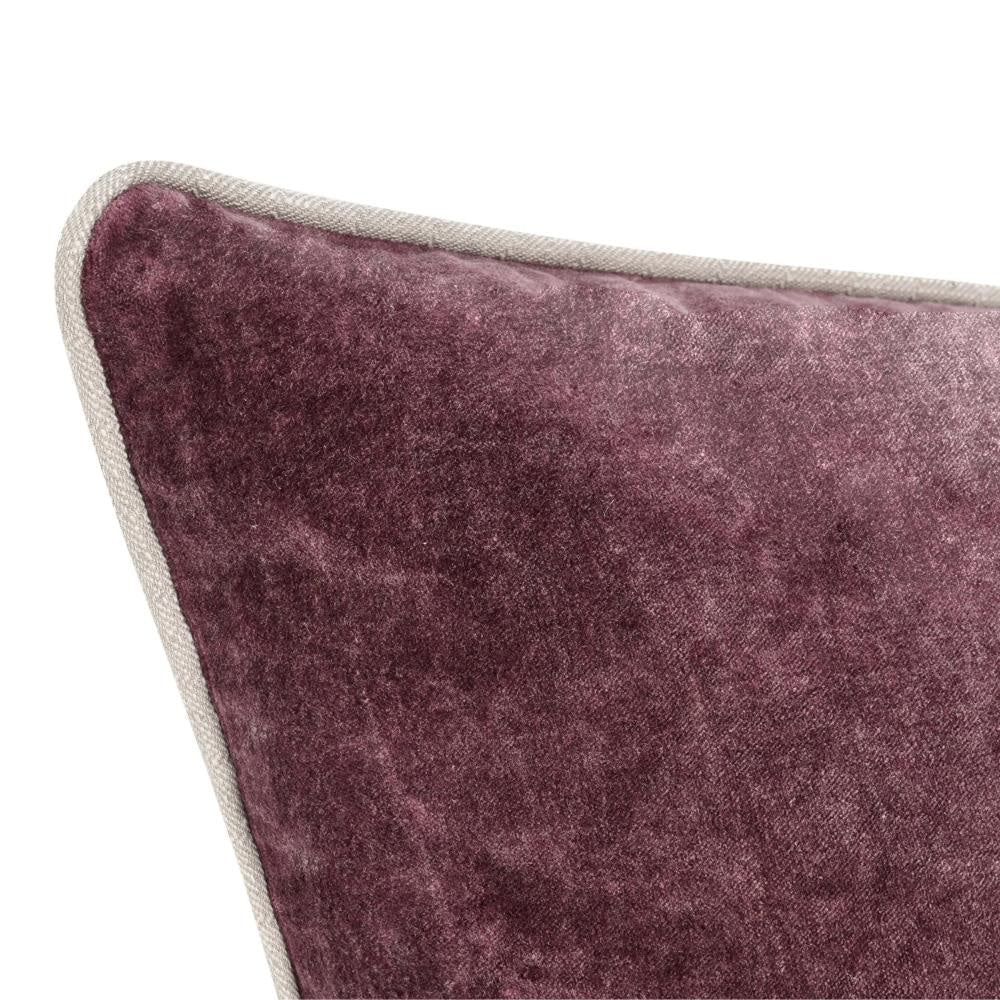 Hillary Throw Pillow Square 22 Inch Purple Cotton Velvet Reversible