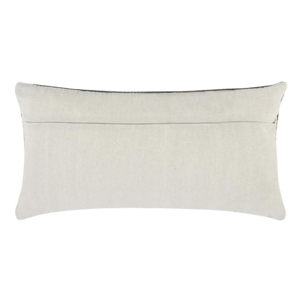 Skio Lumbar Throw Pillow Marble Yarn Texture 14x26 Inch Green Viscose