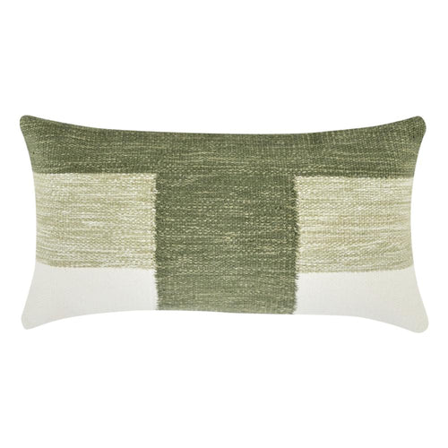 Skio Lumbar Throw Pillow, Marble Yarn Texture 14x26 Inch Green Viscose