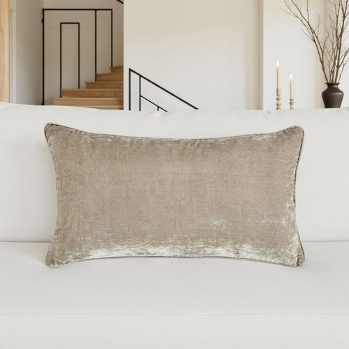 Timo Lumbar Throw Pillow 14x26 Inch Beige Viscose Reversible Design