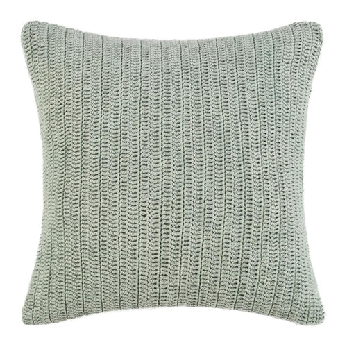 Carla Throw Pillow, 22 Inch Hand Knitted Cotton Linen, Sagebrush Green