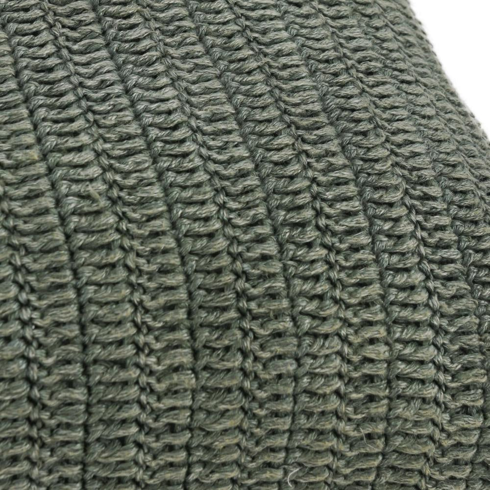 Carla Throw Pillow 22 Inch Hand Knitted Cotton Linen Dark Sage Green