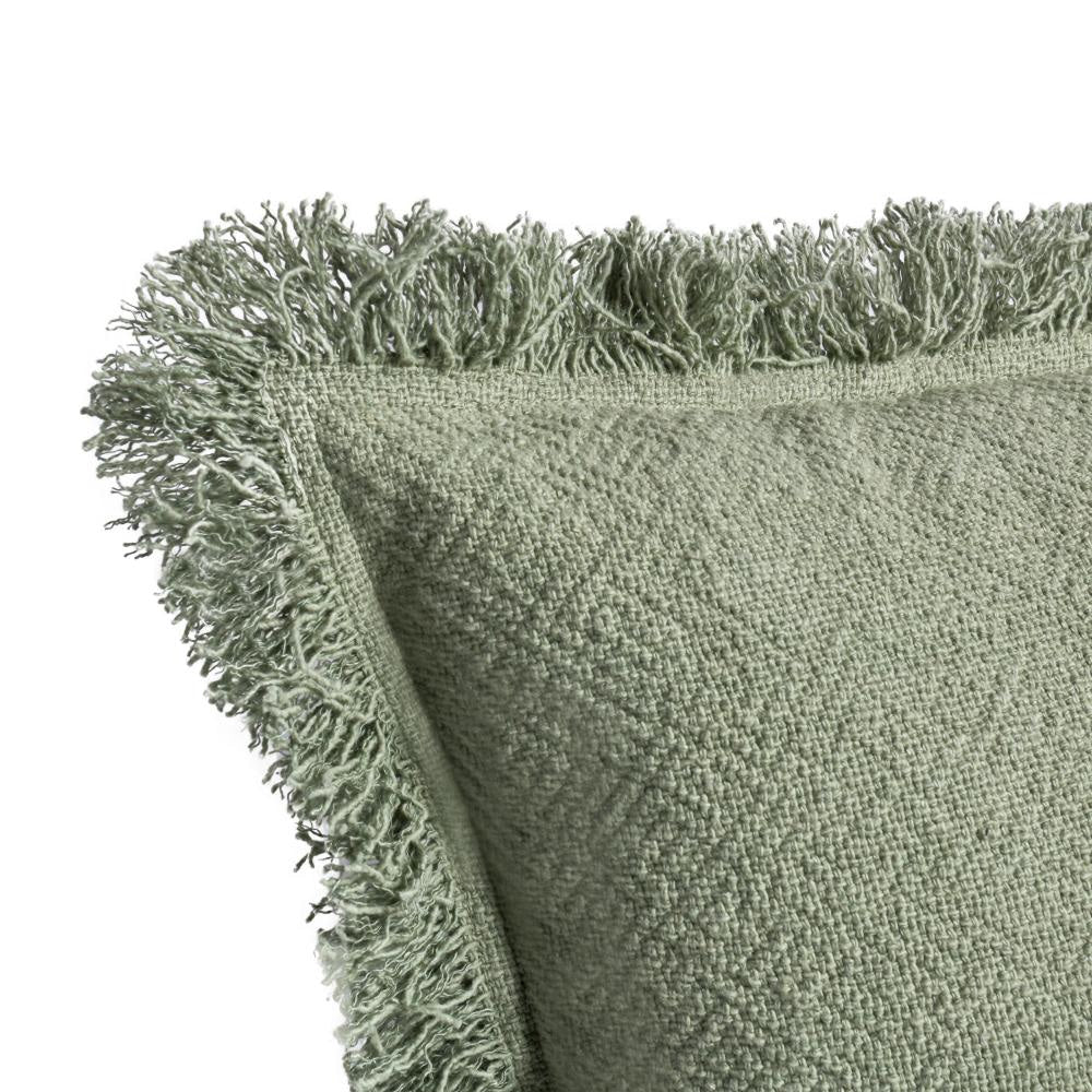 Throw Pillow Flanged Edges 22 Inch Cedar Green Cotton Linen Blend BM331560
