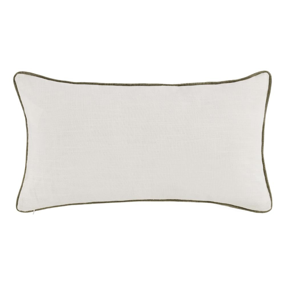 Broz Lumbar Throw Pillow 14x26 Inch Wool Applique Ivory Cotton Linen BM331561