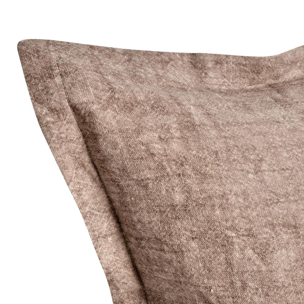 Pixie Throw Pillow Self Flange 22 Inch Light Brown Cotton Linen
