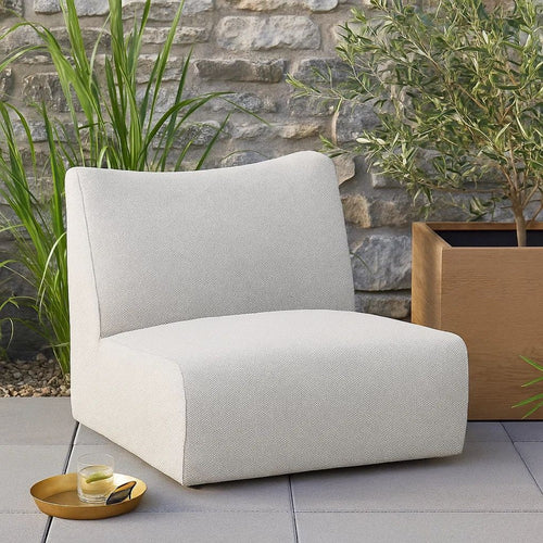 Aven Outdoor Accent Chair with Swivel Motion, Light Gray Olefin, Iron