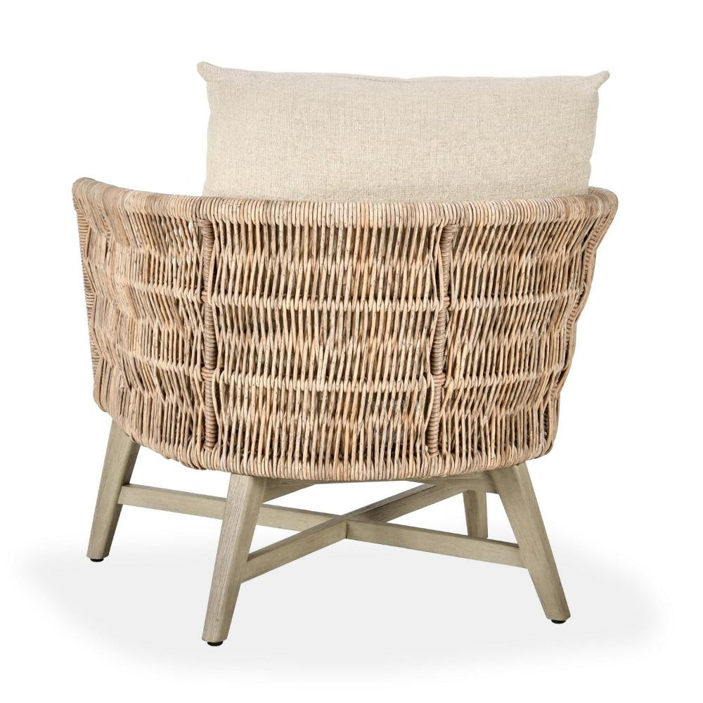 Zari Outdoor Accent Chair Brown Mahogany Tapered Legs Beige Olefin BM331606