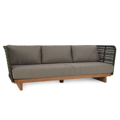 Leya Outdoor Accent Sofa, Black Rope, Gray Polyester, Wood, 92 Inch