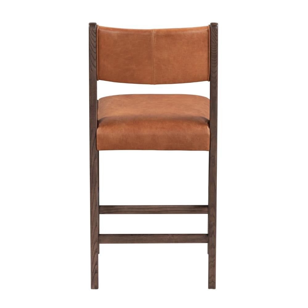 Eero Counter Stool with Dark Brown Ash Wood Frame Brown Leather BM331624
