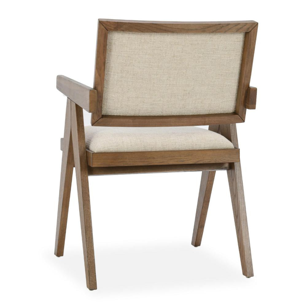 Zeph Accent Armchair Tapered Legs Beige Leather Natural Ash Wood