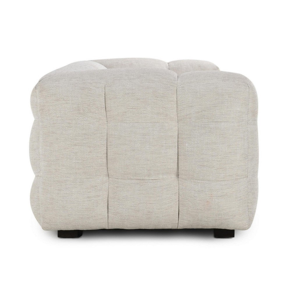Eifa Sofa with Glam Retro Light Beige Biscuit Tufted Fabric 95 Inch