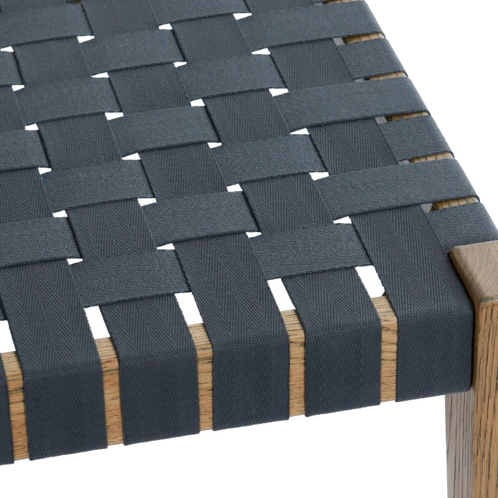 Lina Dining Bench Brown Oak Wood Charcoal Gray Polyester 60 Inch BM331648