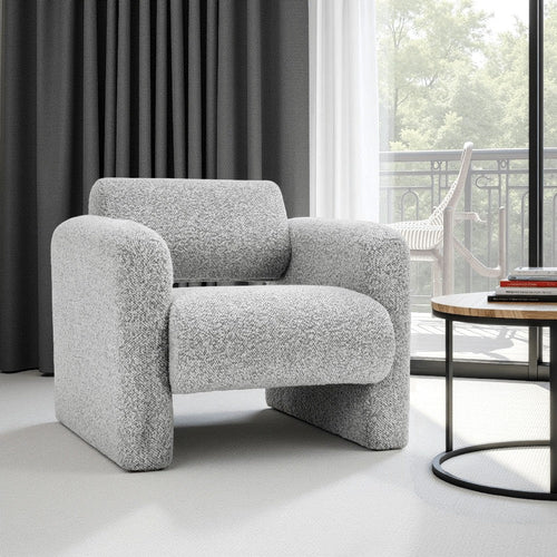 Marlone Accent Chair, Mercury Gray Polyester, Soft Boucle Cushions