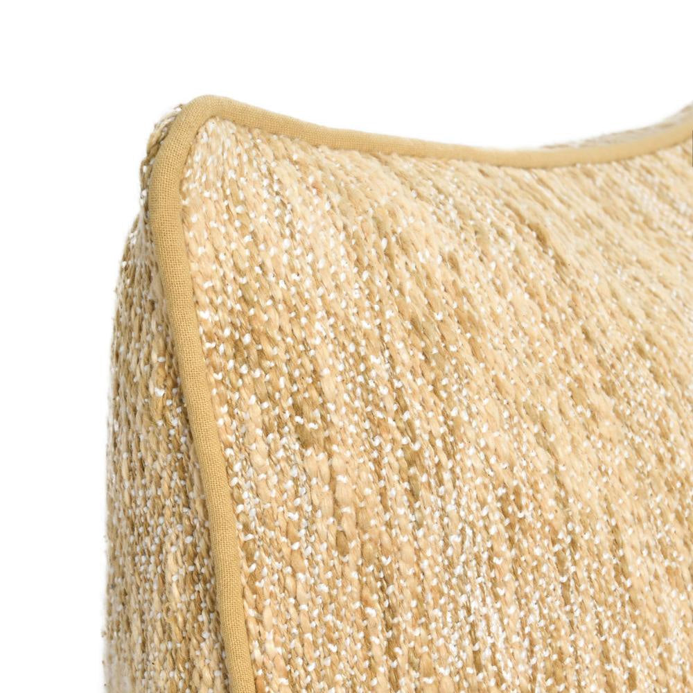 Avu Accent Throw Pillow Square 22 Inch Yellow and White Woven Texture BM331674
