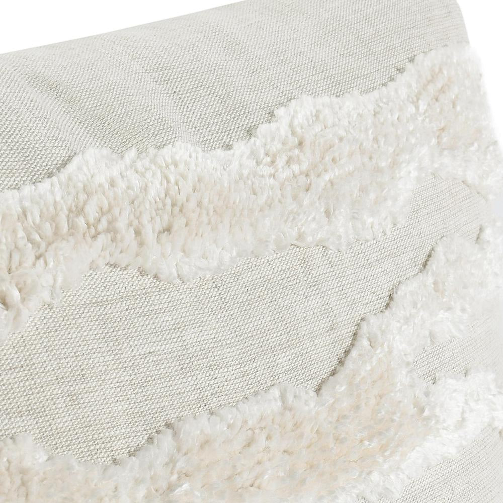 Poll Square Accent Throw Pillow 22 Inch White and Ivory Belgian Linen