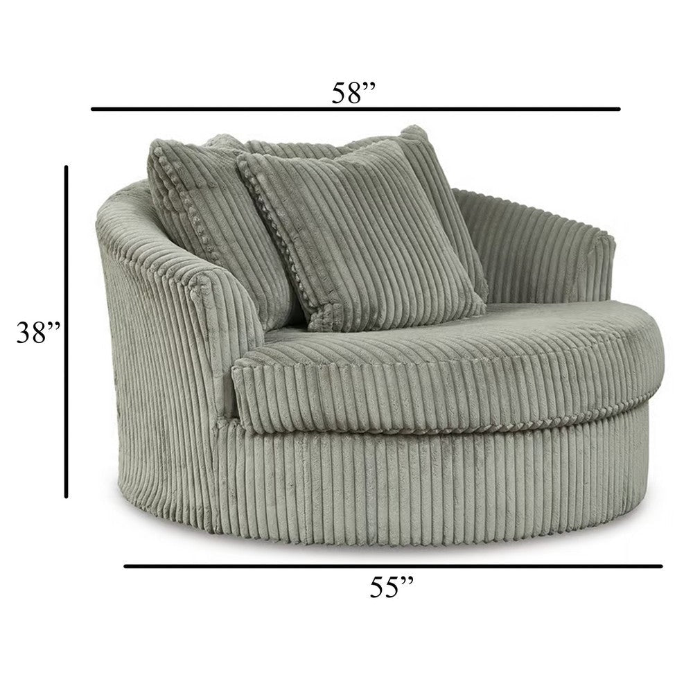 Ashley Lindy Oversize Round Swivel Accent Chair 55 Inch Gray 3 Throw Pillows BM331722