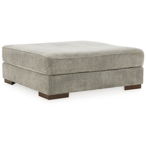 Ashley Nexy Oversize Ottoman, Modern Style Smoke Gray Chenille 51 Inch Square