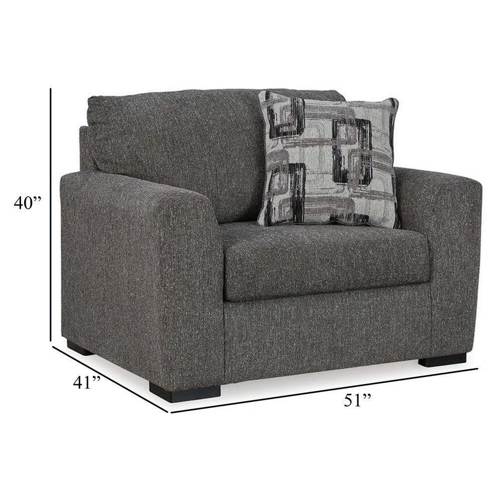 Ashley Iqay Oversized Accent Chair 1 Throw Pillow Pewter Gray Polyester BM331750