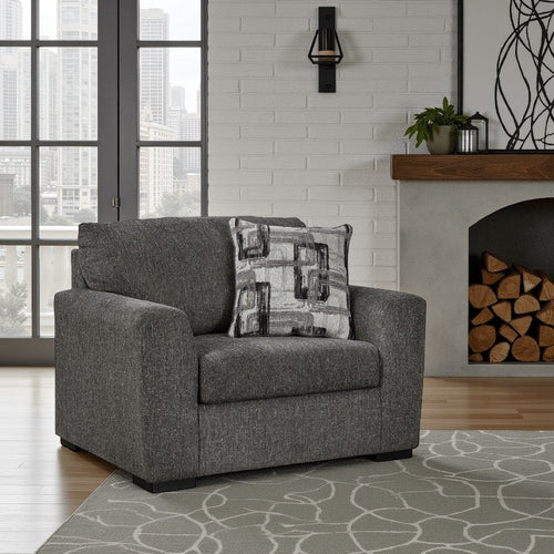 Ashley Iqay Oversized Accent Chair, 1 Throw Pillow, Pewter Gray Polyester